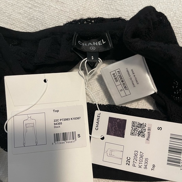 🛑 SOLD 🛑 Chanel Cruise 22 Black Lace Logo Bandeau Top - Sz Small - BNWT - Picture 8 of 10